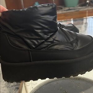 Black Quilted Platform Boots
